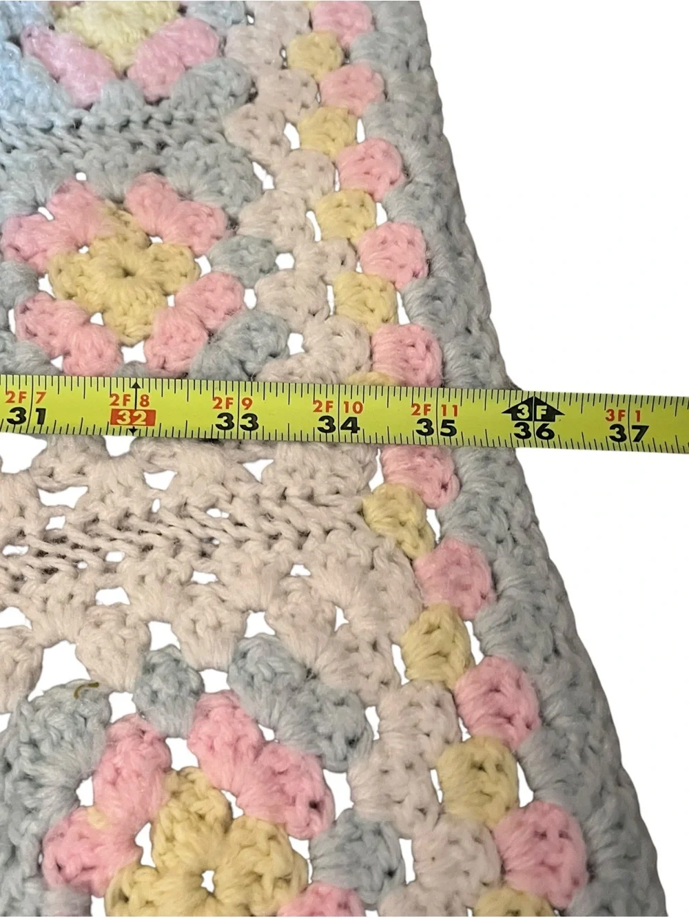 VTG Crochet Baby Blanket Afghan Granny Squares 36